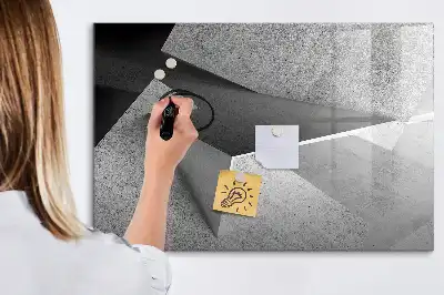 Magnetisch glazen memobord met abstract driehoekmotief