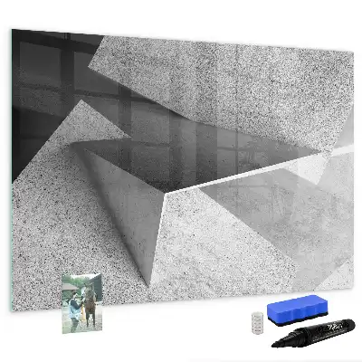 Magnetisch glazen memobord met abstract driehoekmotief