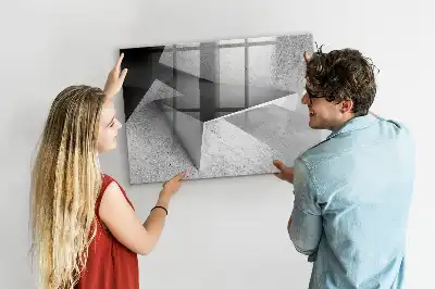 Magnetisch glazen memobord met abstract driehoekmotief