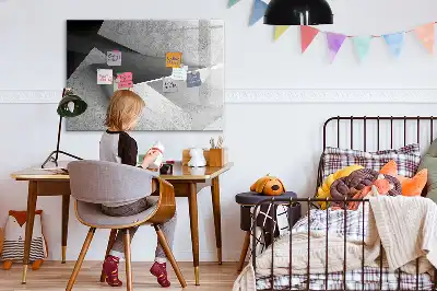 Magnetisch glazen memobord met abstract driehoekmotief