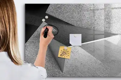 Magnetisch glazen memobord met abstract driehoekmotief