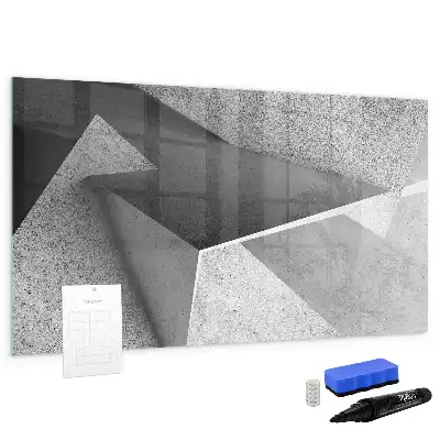 Magnetisch glazen memobord met abstract driehoekmotief
