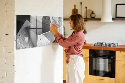 Magnetisch glazen memobord met abstract driehoekmotief