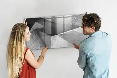 Magnetisch glazen memobord met abstract driehoekmotief
