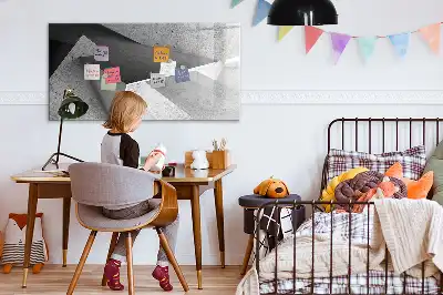 Magnetisch glazen memobord met abstract driehoekmotief