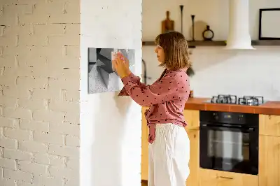 Magnetisch glazen memobord met abstract driehoekmotief