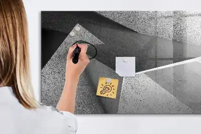 Magnetisch glazen memobord met abstract driehoekmotief