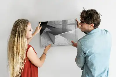 Magnetisch glazen memobord met abstract driehoekmotief