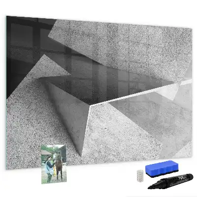 Magnetisch glazen memobord met abstract driehoekmotief