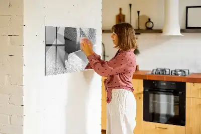 Magnetisch glazen memobord met abstract driehoekmotief