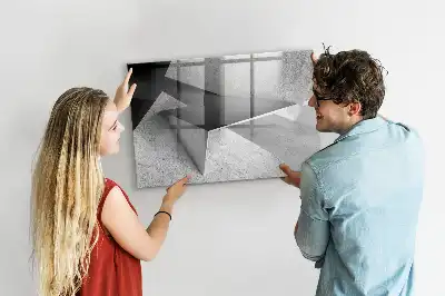 Magnetisch glazen memobord met abstract driehoekmotief