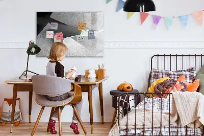 Magnetisch glazen memobord met abstract driehoekmotief