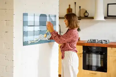 Beschrijfbaar glazen magneetbord met een design van planken met planten en schelpen