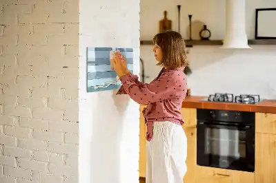 Beschrijfbaar glazen magneetbord met een design van planken met planten en schelpen