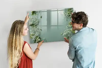 Magnetisch glazen schrijfbord voor notities en foto's met subtiele bloemenprint