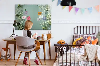Magnetisch glazen schrijfbord voor notities en foto's met subtiele bloemenprint