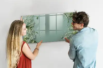 Magnetisch glazen schrijfbord voor notities en foto's met subtiele bloemenprint