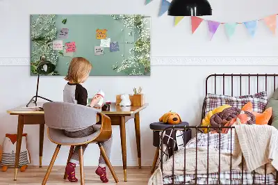 Magnetisch glazen schrijfbord voor notities en foto's met subtiele bloemenprint