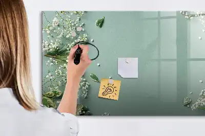 Magnetisch glazen schrijfbord voor notities en foto's met subtiele bloemenprint