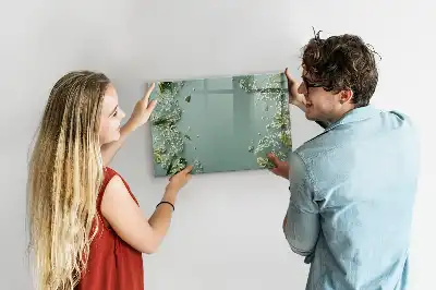 Magnetisch glazen schrijfbord voor notities en foto's met subtiele bloemenprint