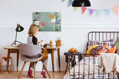 Magnetisch glazen schrijfbord voor notities en foto's met subtiele bloemenprint