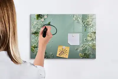 Magnetisch glazen schrijfbord voor notities en foto's met subtiele bloemenprint