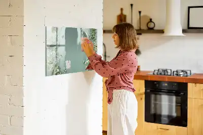 Magnetisch glazen schrijfbord voor notities en foto's met subtiele bloemenprint
