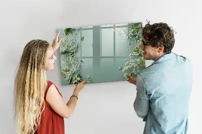 Magnetisch glazen schrijfbord voor notities en foto's met subtiele bloemenprint