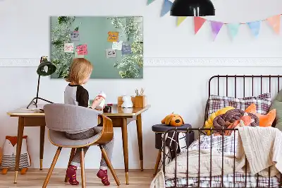 Magnetisch glazen schrijfbord voor notities en foto's met subtiele bloemenprint