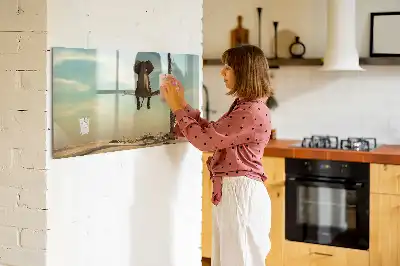 Beschrijfbaar glazen magneetbord met design van een olifant op een boom
