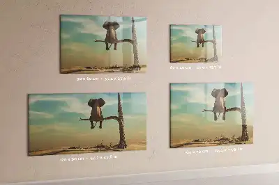 Beschrijfbaar glazen magneetbord met design van een olifant op een boom
