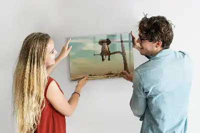 Beschrijfbaar glazen magneetbord met design van een olifant op een boom