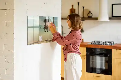 Beschrijfbaar glazen magneetbord met design van een olifant op een boom