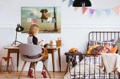 Beschrijfbaar glazen magneetbord met design van een olifant op een boom