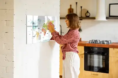 Magnetisch glazen schrijfbord met dieren wereldkaart