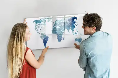 Glazen magneetbord wereldkaart beschrijfbaar designbord