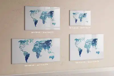 Glazen magneetbord wereldkaart beschrijfbaar designbord