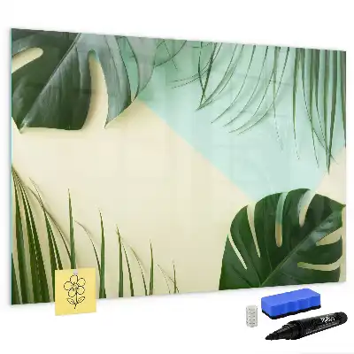Magnetisch glazen schrijfbord met motief van monsterabladeren voor notities en foto's