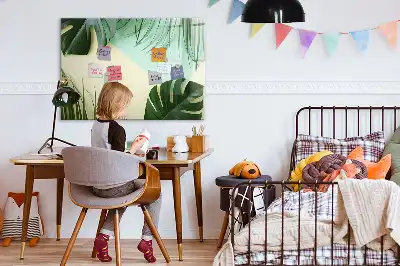 Magnetisch glazen schrijfbord met motief van monsterabladeren voor notities en foto's
