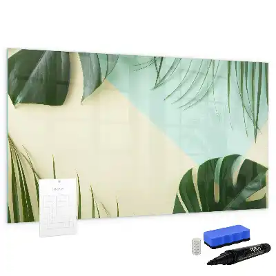 Magnetisch glazen schrijfbord met motief van monsterabladeren voor notities en foto's