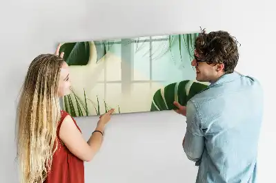 Magnetisch glazen schrijfbord met motief van monsterabladeren voor notities en foto's
