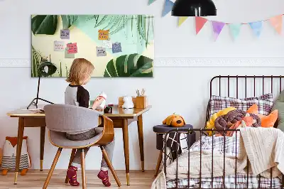 Magnetisch glazen schrijfbord met motief van monsterabladeren voor notities en foto's