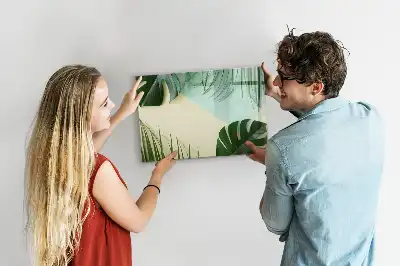 Magnetisch glazen schrijfbord met motief van monsterabladeren voor notities en foto's