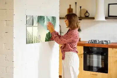 Magnetisch glazen schrijfbord met motief van monsterabladeren voor notities en foto's