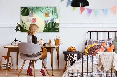 Magnetisch glazen schrijfbord met motief van monsterabladeren voor notities en foto's