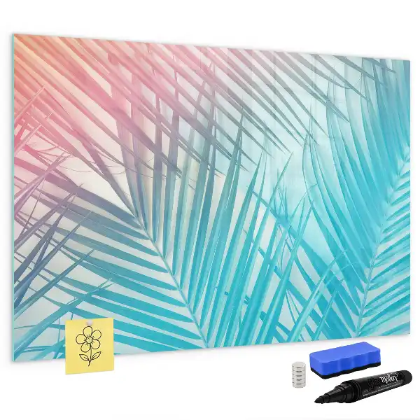 Beschrijfbaar glazen magneetbord met tropische palmprint