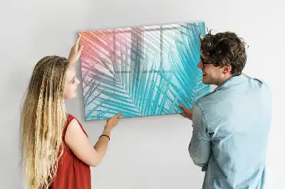 Beschrijfbaar glazen magneetbord met tropische palmprint