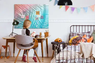 Beschrijfbaar glazen magneetbord met tropische palmprint