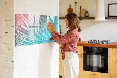 Beschrijfbaar glazen magneetbord met tropische palmprint