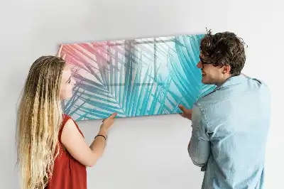 Beschrijfbaar glazen magneetbord met tropische palmprint
